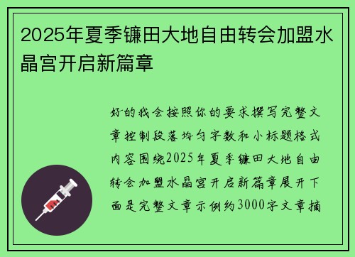 2025年夏季镰田大地自由转会加盟水晶宫开启新篇章